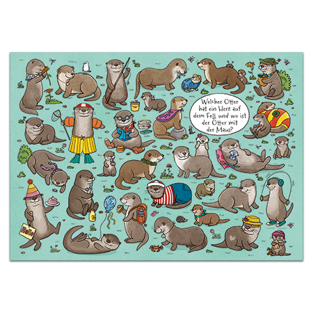 Welcher Otter hat ein Herz auf dem Fell und wo ist der Otter mit der Maus? | Welcher Otter hat ein Herz auf dem Fell? (Strukturkarton mit Lack-Effekten)