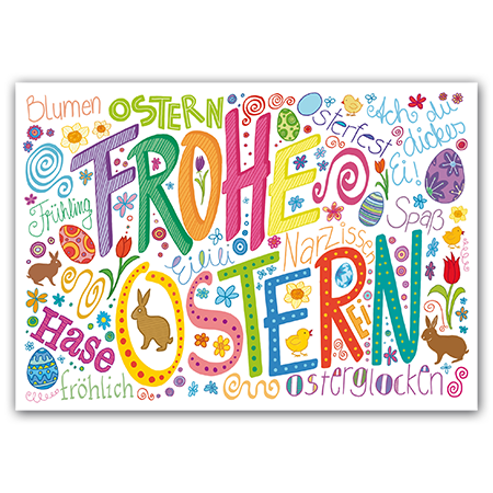 Frohe Ostern Blumen Osterfest Ach du dickes Ei Spaß Narzissen Osterglocken Hase fröhlich Frühling  Frohe Ostern (Strukturkarton mit Lack-Effekten)