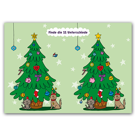 Finde die 11 Unterschiede  Weihnachtsbaum-Rätsel (Strukturkarton mit Lack-Effekten)