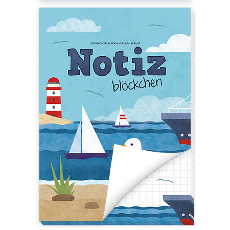 Notizblöckchen  Möwe und Boote