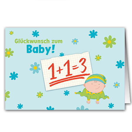 Glückwunsch zum Baby 1+1=3 | Glückwunsch zum Baby (Strukturkarton mit Lack-Effekten)