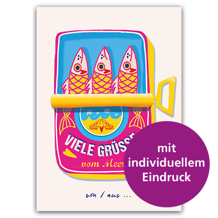 Viele Grüße vom Meer von / aus ... | Viele Grüße vom Meer (individualisierbar, Mindestbestellmenge 20 Stk.)