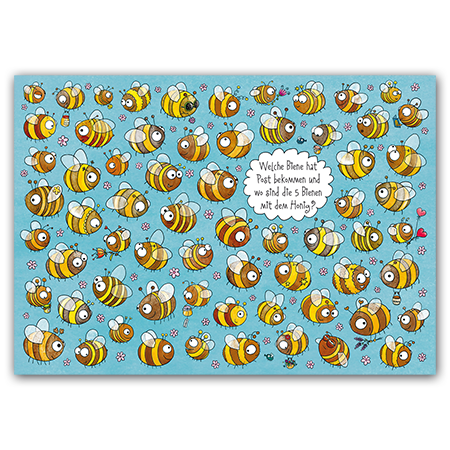 Welche Biene hat Post bekommen und wo sind die 5 Bienen mit dem Honig?  Welche Biene hat Post bekommen? (Strukturkarton mit Lack-Effekten)